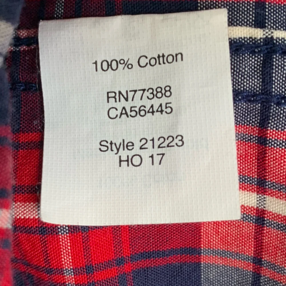 JCREW Red Blue White Plaid Long Sleeve Button-down Cotton Shirt Size: XL Slim